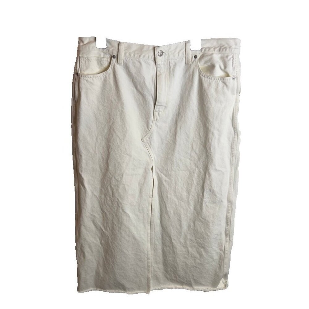 Madewell $110 The Rilee Denim Midi SKirt White Size 33 NQ802 - Picture 2 of 10